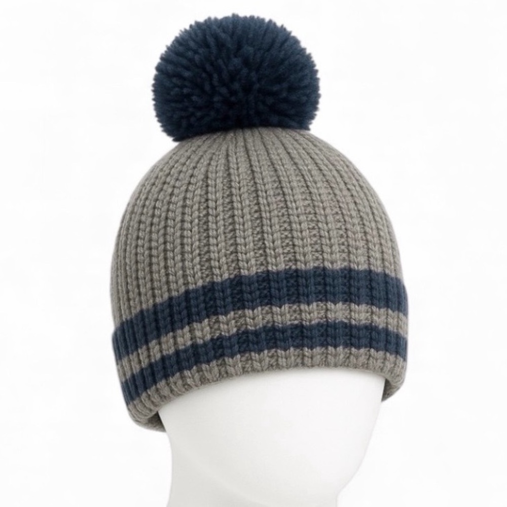 OVS Knit Beanie | Grey & Navy Blue | Ages 10–14 | Size 56